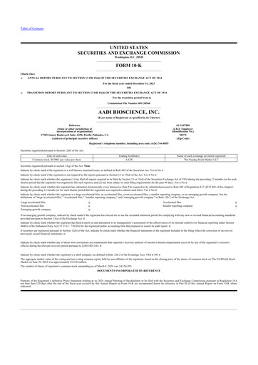 Thumbnail Aadi Bioscience 10-K Annual Report 2023