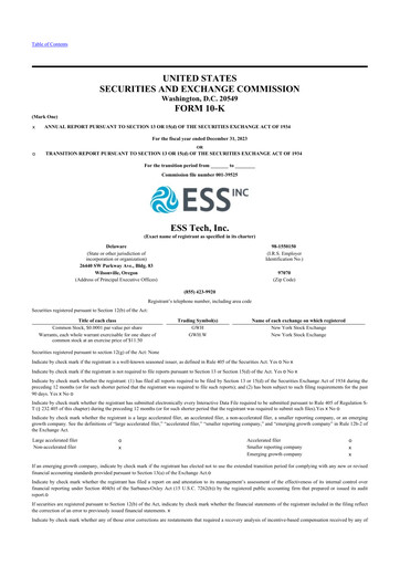 Vorschaubild ESS Tech 10-K Jahresbericht 2023
