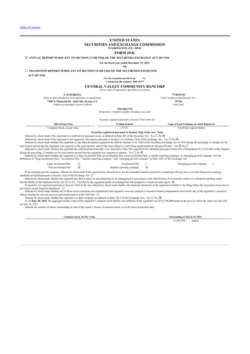 Vorschaubild Community West Bancshares 10-K Jahresbericht 2023