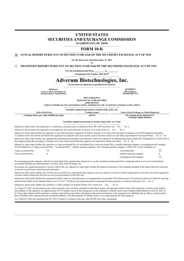 Thumbnail Adverum Biotechnologies
 10-K Annual Report 2023