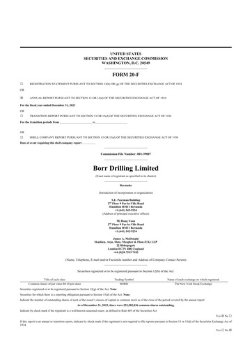 Thumbnail Borr Drilling
 20-F Annual Report 2023