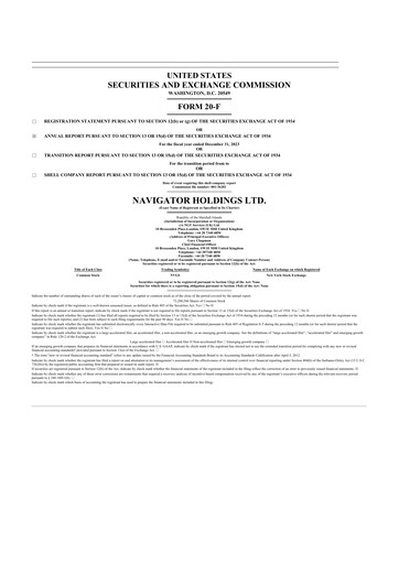 Thumbnail Navigator Holdings 20-F Annual Report 2023