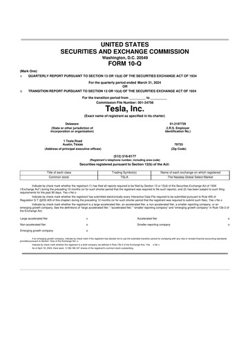 Thumbnail Tesla 10-Q Quarterly Report FY2024 