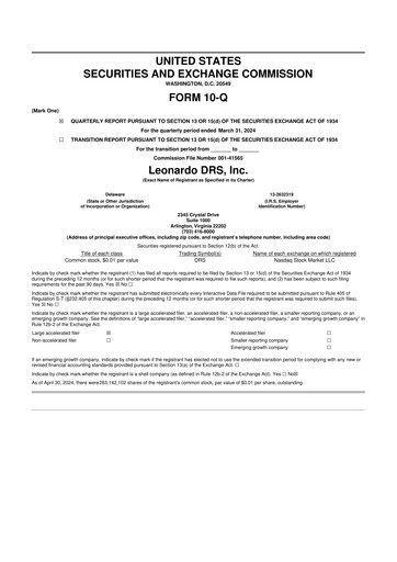 Thumbnail Leonardo DRS 10-Q Quarterly Report FY2024 