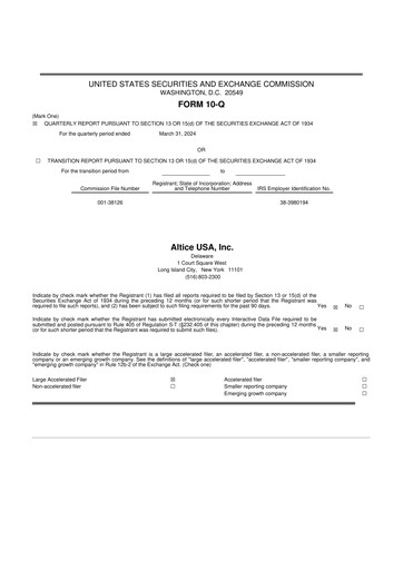 Thumbnail Altice USA
 10-Q Quarterly Report FY2024 