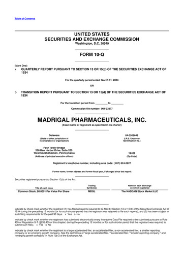 Thumbnail Madrigal Pharmaceuticals
 10-Q Quarterly Report FY2024 