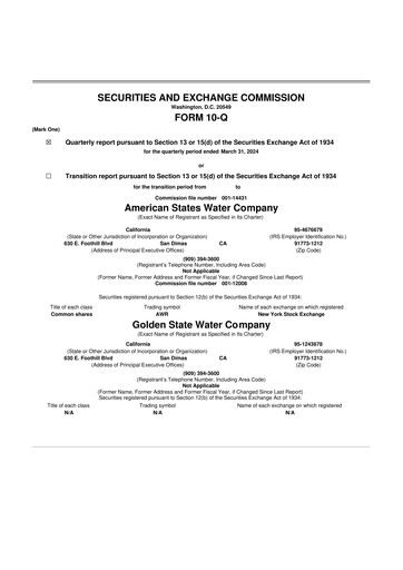 Vorschaubild American States Water
 10-Q Quartalsbericht  