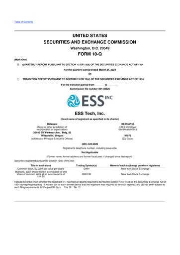 Thumbnail ESS Tech 10-Q Quarterly Report FY 