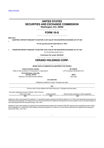 Vorschaubild Verano Holdings 10-Q Quartalsbericht 2024 