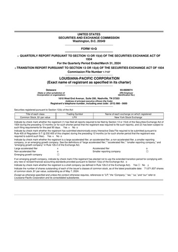Thumbnail Louisiana-Pacific
 10-Q Quarterly Report FY2024 