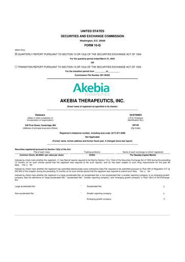 Vorschaubild Akebia Therapeutics 10-Q Quartalsbericht 2024 
