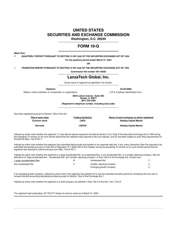 Miniature LanzaTech Global 10-Q Rapport trimestriel 2024 