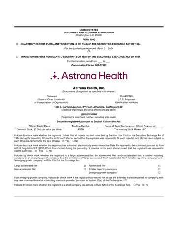 Thumbnail Astrana Health 10-Q Quarterly Report FY2024 