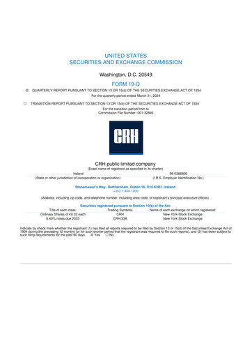 Vorschaubild Cement Roadstone Holding
 10-Q Quartalsbericht 2024 