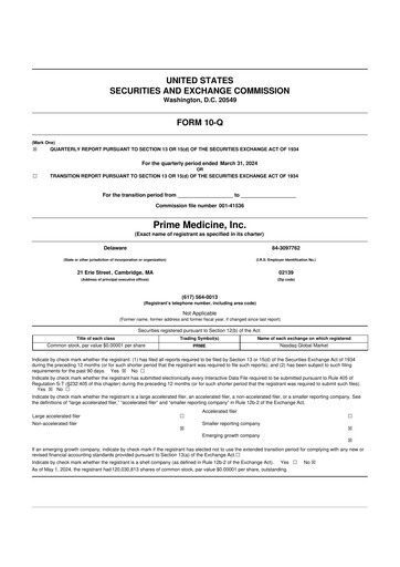 Thumbnail Prime Medicine 10-Q Quarterly Report FY2024 