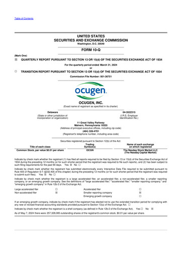 Vorschaubild Ocugen 10-Q Quartalsbericht 2024 