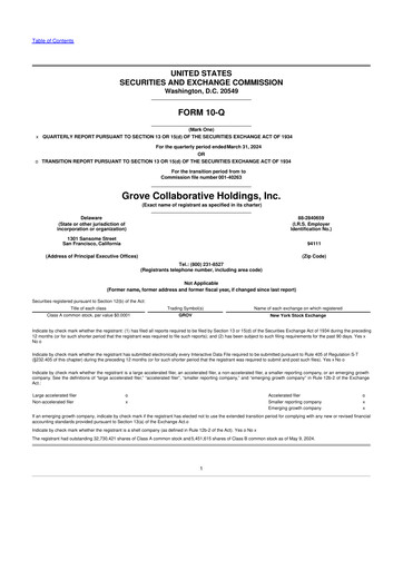 Miniature Grove Collaborative 10-Q Rapport trimestriel  