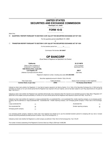 Vorschaubild OP Bancorp (Open Bank) 10-Q Quartalsbericht 2024 