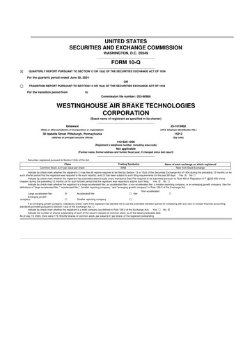 Thumbnail Wabtec 10-Q Quarterly Report FY2024 
