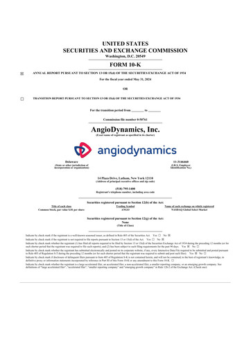 Thumbnail AngioDynamics 10-K Annual Report 2024
