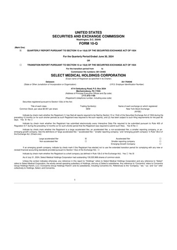 Miniature Select Medical Holdings 10-Q Rapport trimestriel 2024 