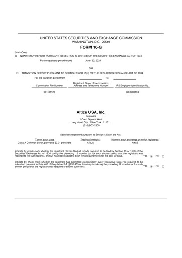 Thumbnail Altice USA
 10-Q Quarterly Report FY2024 