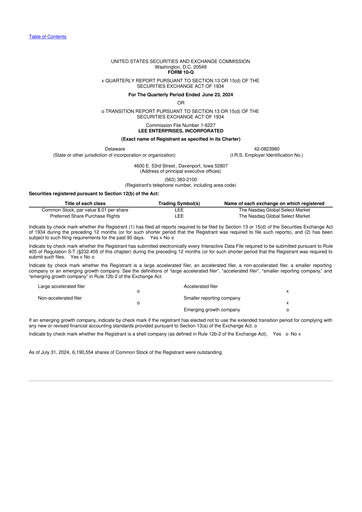 Thumbnail Lee Enterprises
 10-Q Quarterly Report FY2024 