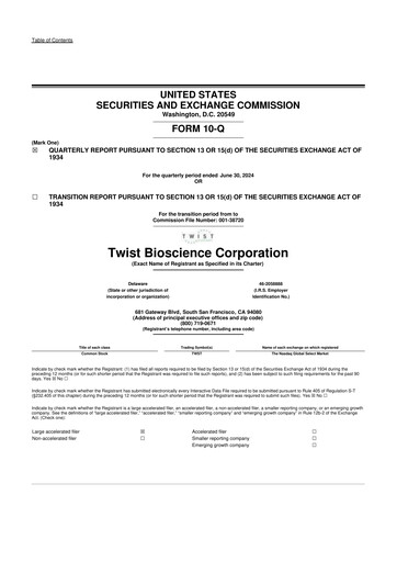 Thumbnail Twist Bioscience
 10-Q Quarterly Report FY 