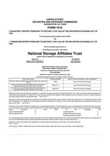 Thumbnail National Storage Affiliates Trust
 10-Q Quarterly Report FY2024 