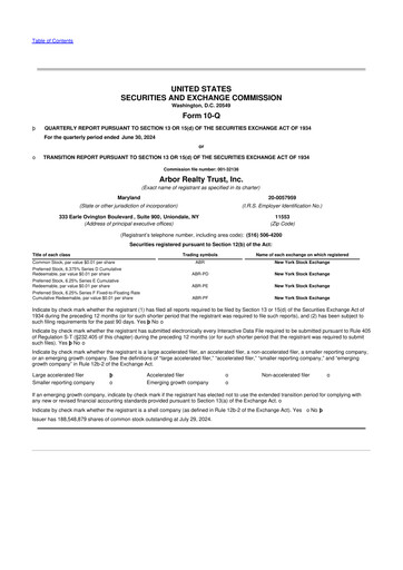 Thumbnail Arbor Realty Trust
 10-Q Quarterly Report FY2024 