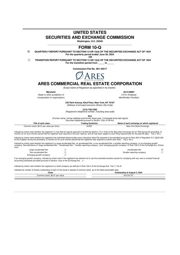 Thumbnail Ares Commercial Real Estate 10-Q Quarterly Report FY2024 