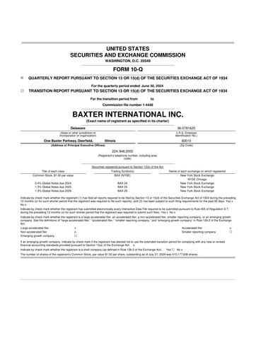 Thumbnail Baxter 10-Q Quarterly Report FY2024 