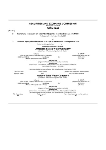 Vorschaubild American States Water
 10-Q Quartalsbericht  