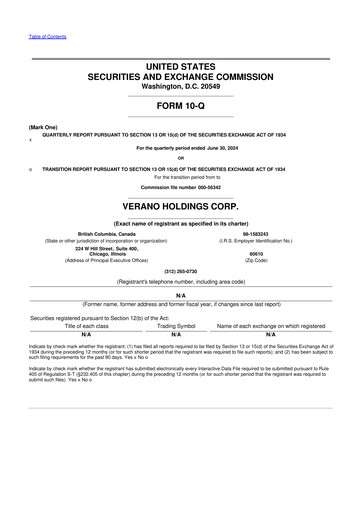 Vorschaubild Verano Holdings 10-Q Quartalsbericht 2024 