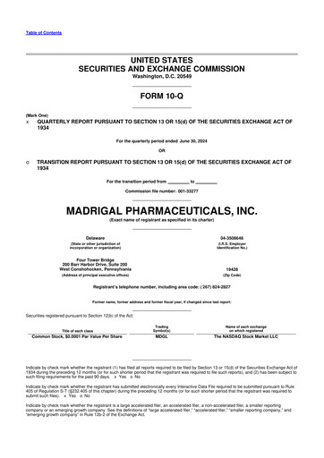 Thumbnail Madrigal Pharmaceuticals
 10-Q Quarterly Report FY2024 