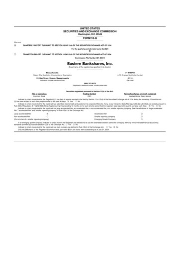 Thumbnail Eastern Bankshares 10-Q Quarterly Report FY2024 