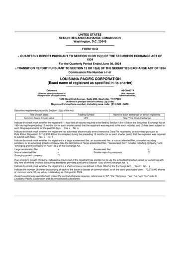 Thumbnail Louisiana-Pacific
 10-Q Quarterly Report FY2024 