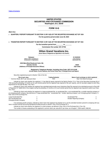 Thumbnail Hilton Grand Vacations
 10-Q Quarterly Report FY 