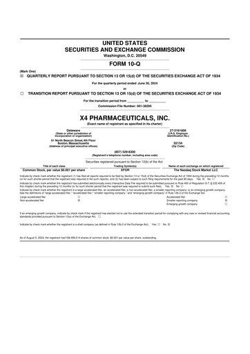 Miniature X4 Pharmaceuticals
 10-Q Rapport trimestriel 2024 