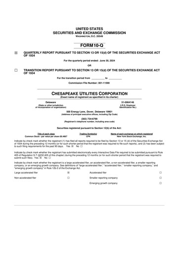 Thumbnail Chesapeake Utilities
 10-Q Quarterly Report FY2024 
