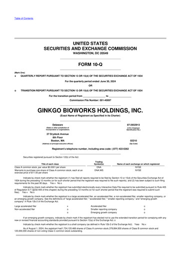 Thumbnail Ginkgo Bioworks
 10-Q Quarterly Report FY2024 