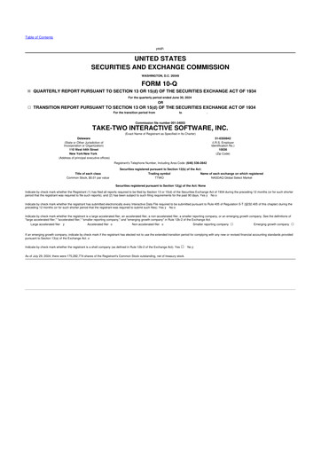 Thumbnail Take-Two Interactive
 10-Q Quarterly Report FY2025 
