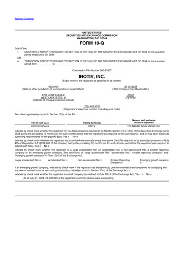 Miniature Inotiv 10-Q Rapport trimestriel 2024 