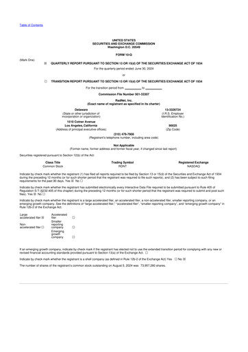 Thumbnail RadNet 10-Q Quarterly Report FY2024 