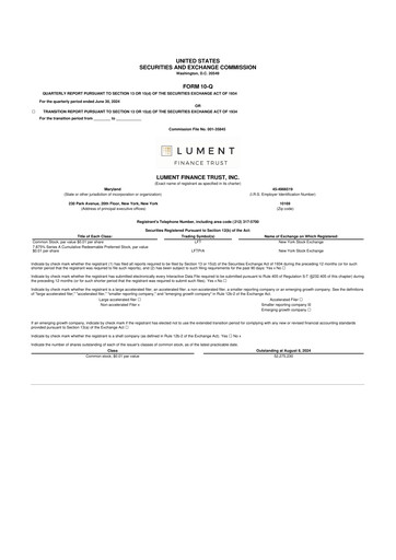 Vorschaubild Lument Finance Trust 10-Q Quartalsbericht  