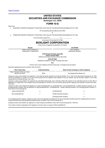 Miniature Boxlight
 10-Q Rapport trimestriel 2024 