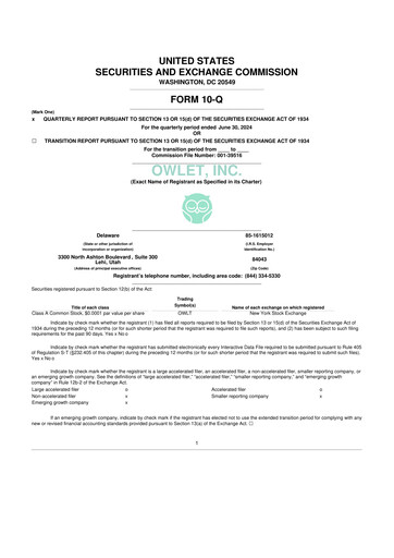 Miniature Owlet, Inc. 10-Q Rapport trimestriel 2024 
