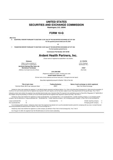 Thumbnail Ardent Health 10-Q Quarterly Report FY2024 