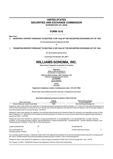 Thumbnail Williams-Sonoma 10-Q Quarterly Report FY2024 