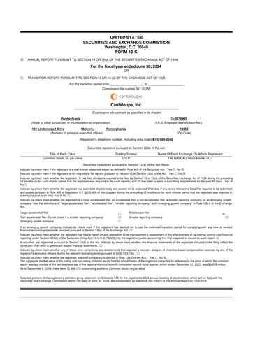 Thumbnail Cantaloupe 10-K Annual Report 2024